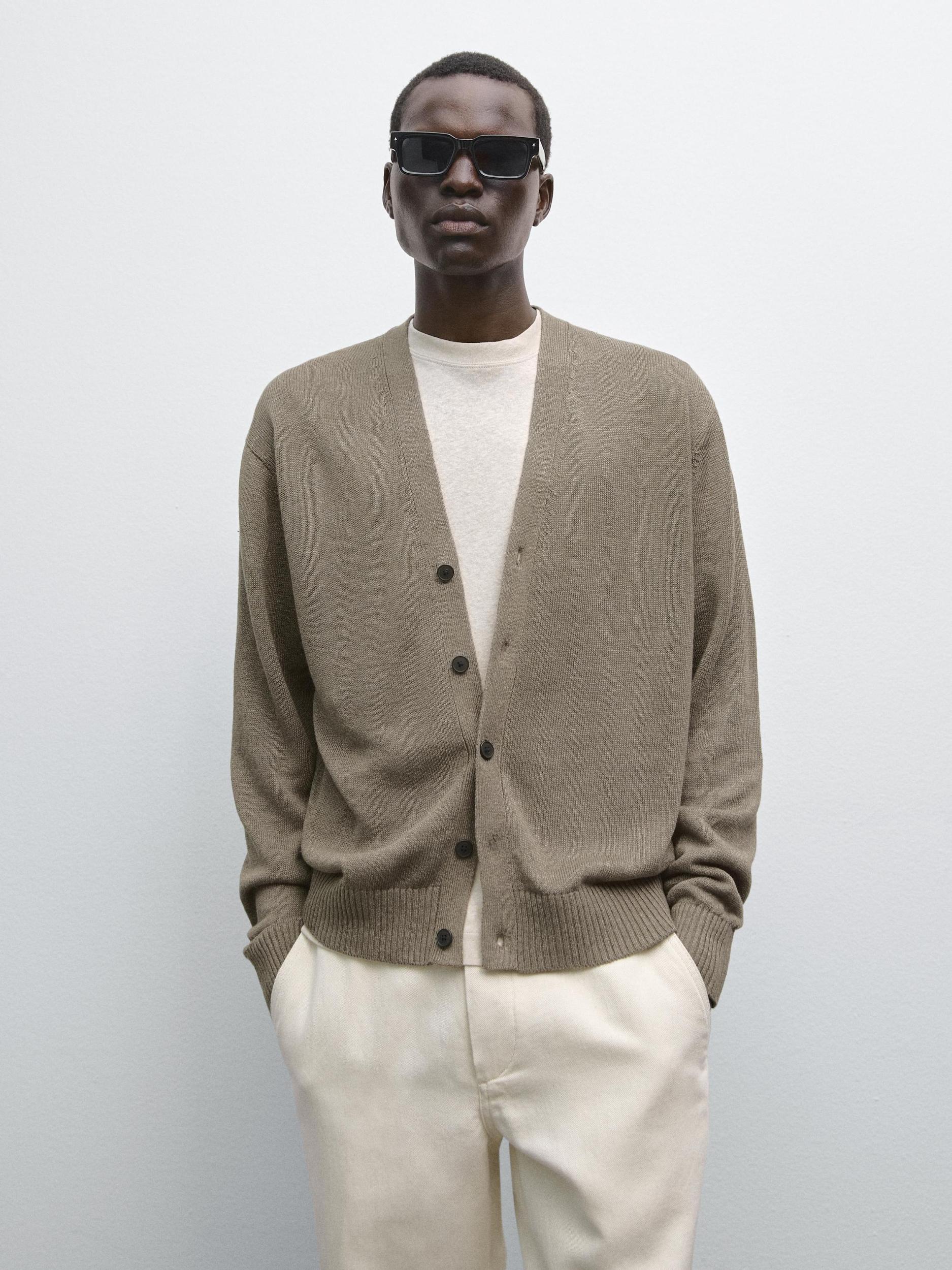 Linen blend knit cardigan Product Image