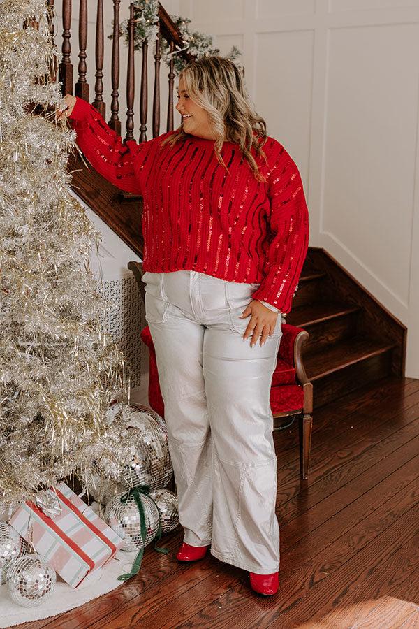 Holiday Fun Sequin Sweater in Red Curves Product Image