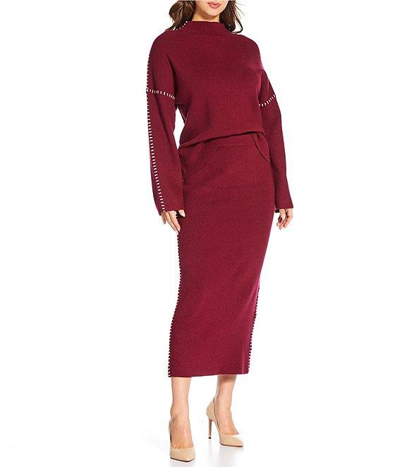 Skies Are Blue Funnel Neck Long Sleeve Knit Coordinating Sweater Product Image