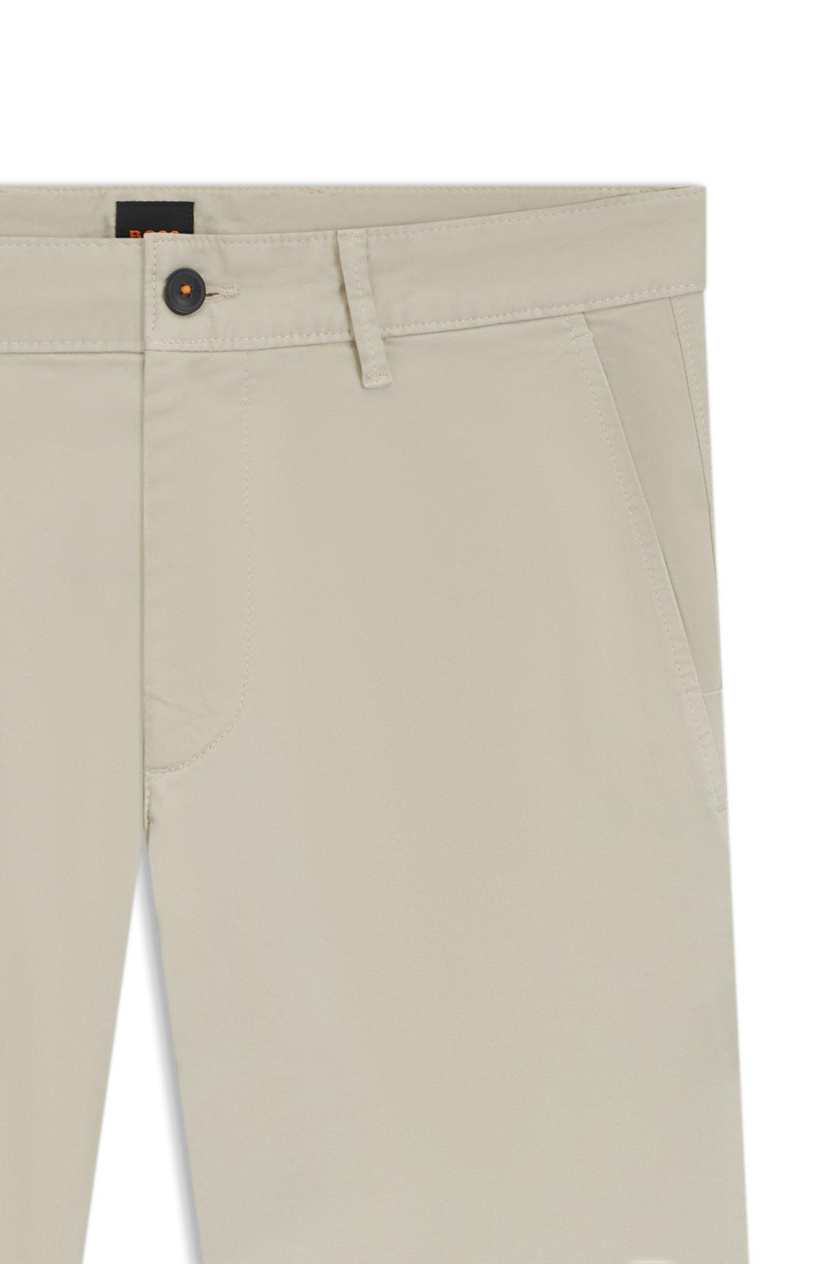 Slim-fit trousers in stretch-cotton satin Product Image