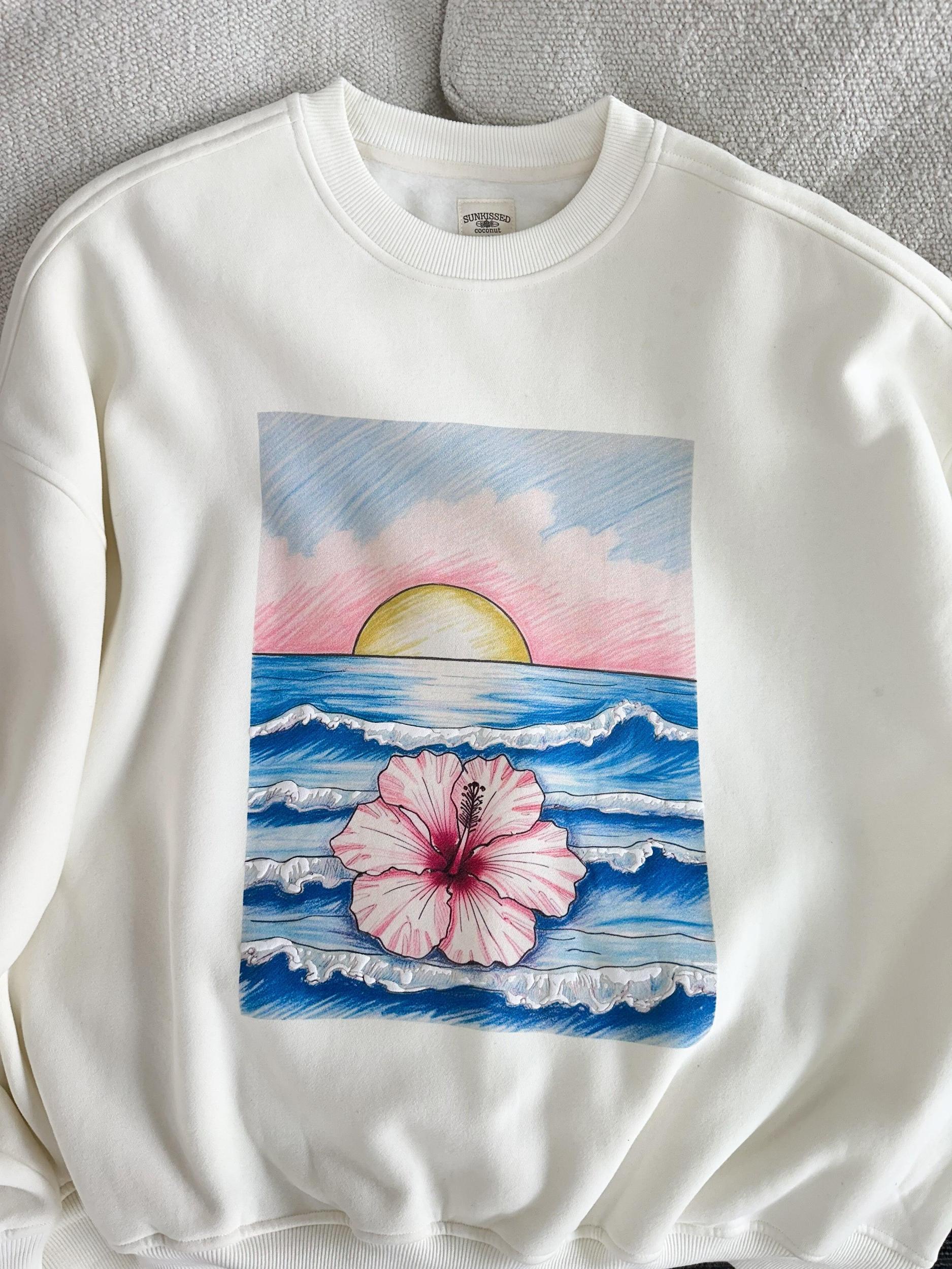 Ivory Ocean Sunset Dreams Sweatshirt Product Image