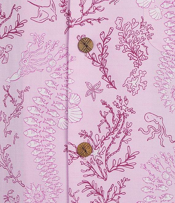 Caribbean Big & Tall Seahorse Print Short Sleeve Woven Camp Shirt Product Image