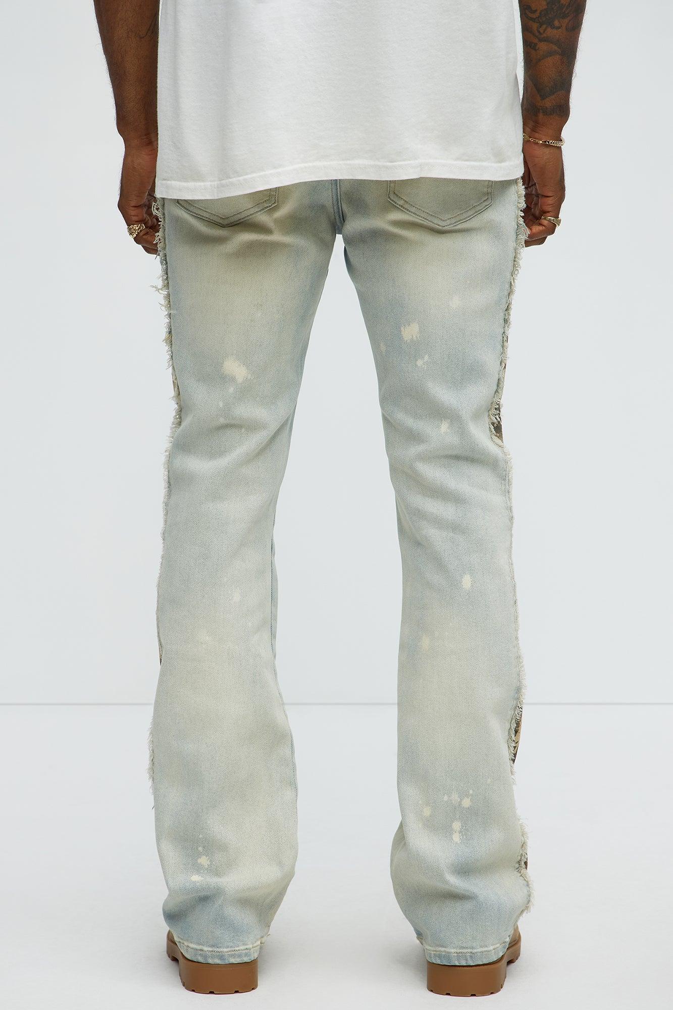 Cover Me Camo Ripped Stacked Skinny Flare Jeans - Light Wash Male Product Image