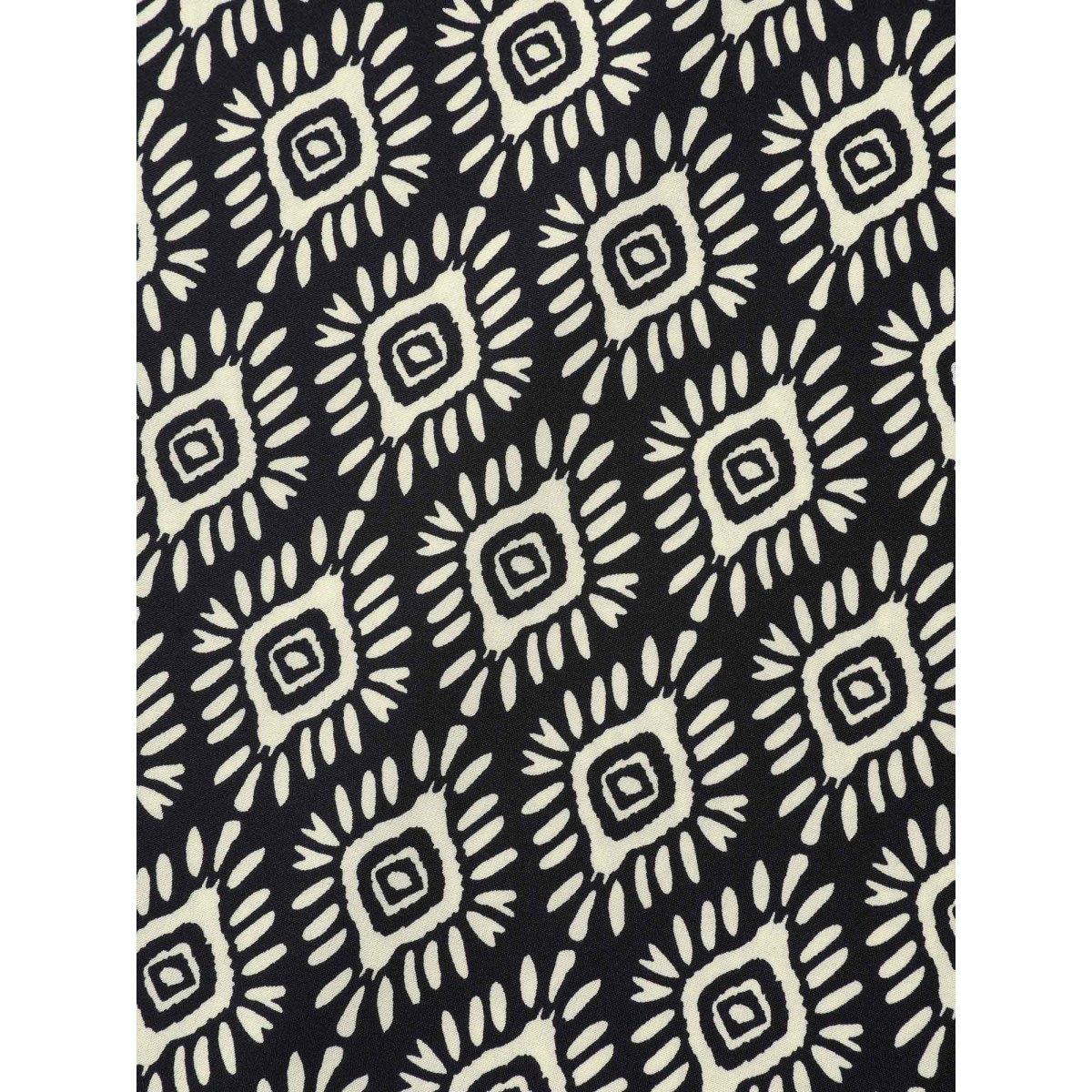 Plus Size Black Boho Print Drawstring Sleeve Blouse Women Cap Sleeve V-neck Vacation Blouses BloomChic 22-24/3X Product Image