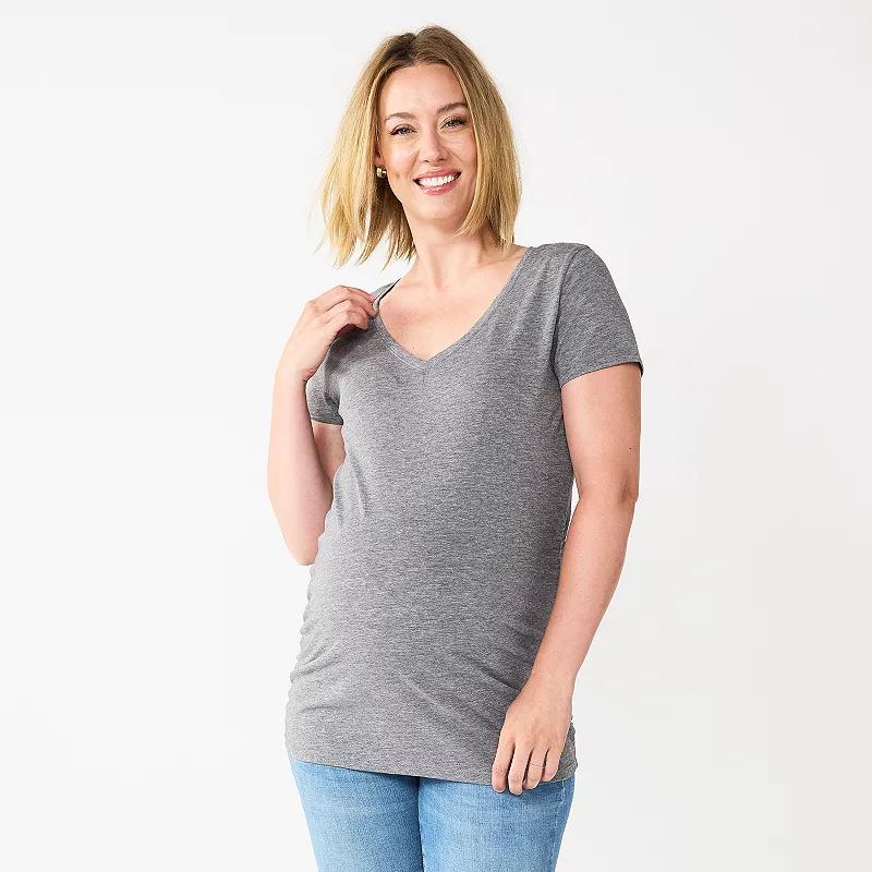 Maternity Sonoma Goods For Life® Essential V-Neck Tee, Women's, Size: XS-MAT, Grey Product Image