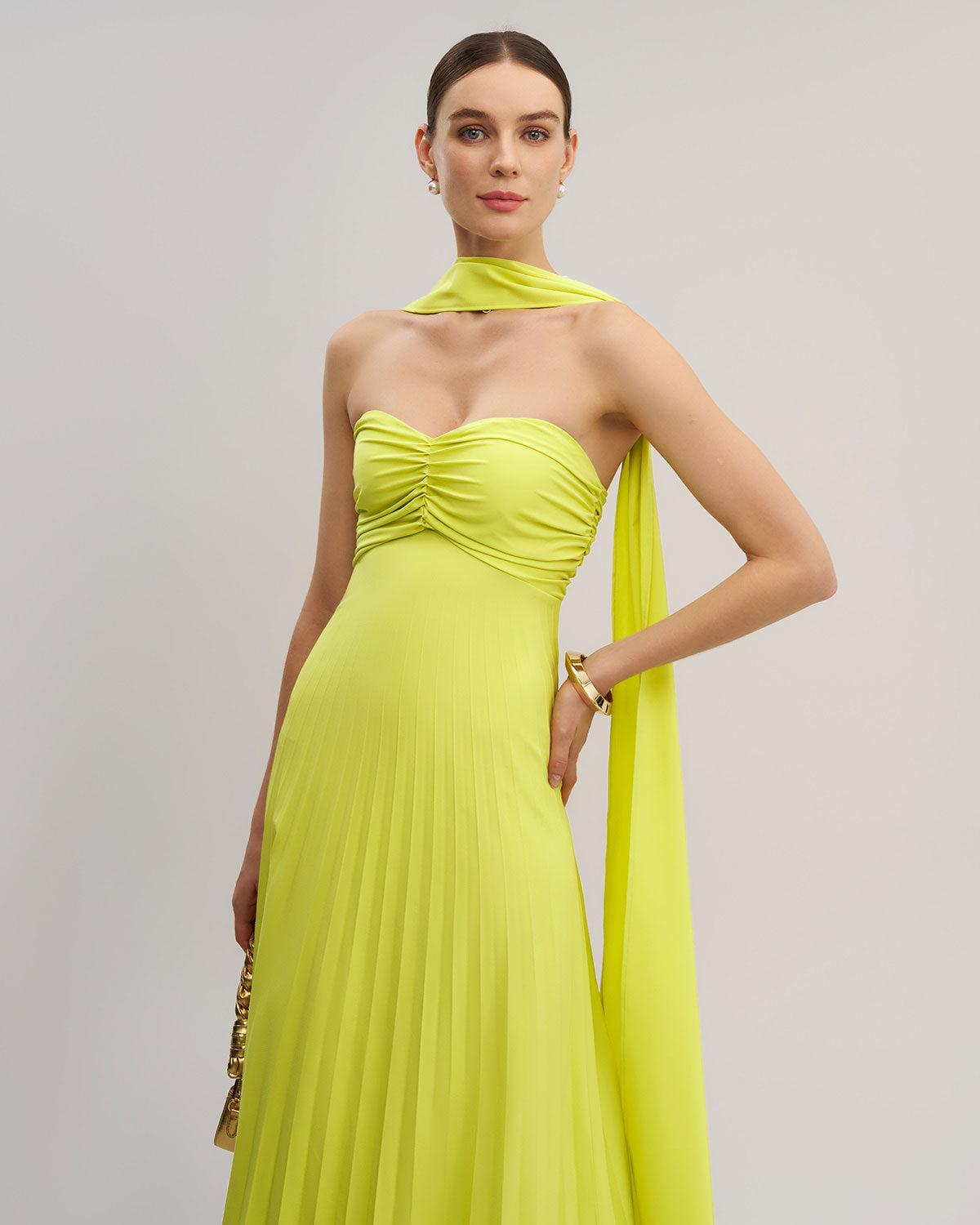Yellow Strapless Maxi Dress Product Image
