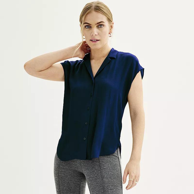 Women's Nine West Short Sleeve Easy Lapel Shirt,  Product Image