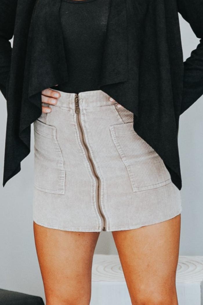 Corduroy Mini Skirt w/Pockets Product Image
