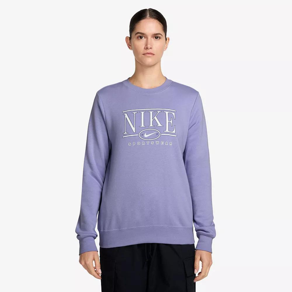 Women's Nike Sportswear Club Fleece Logo Crewneck Sweatshirt, Size: XXL, Purple Ice Product Image