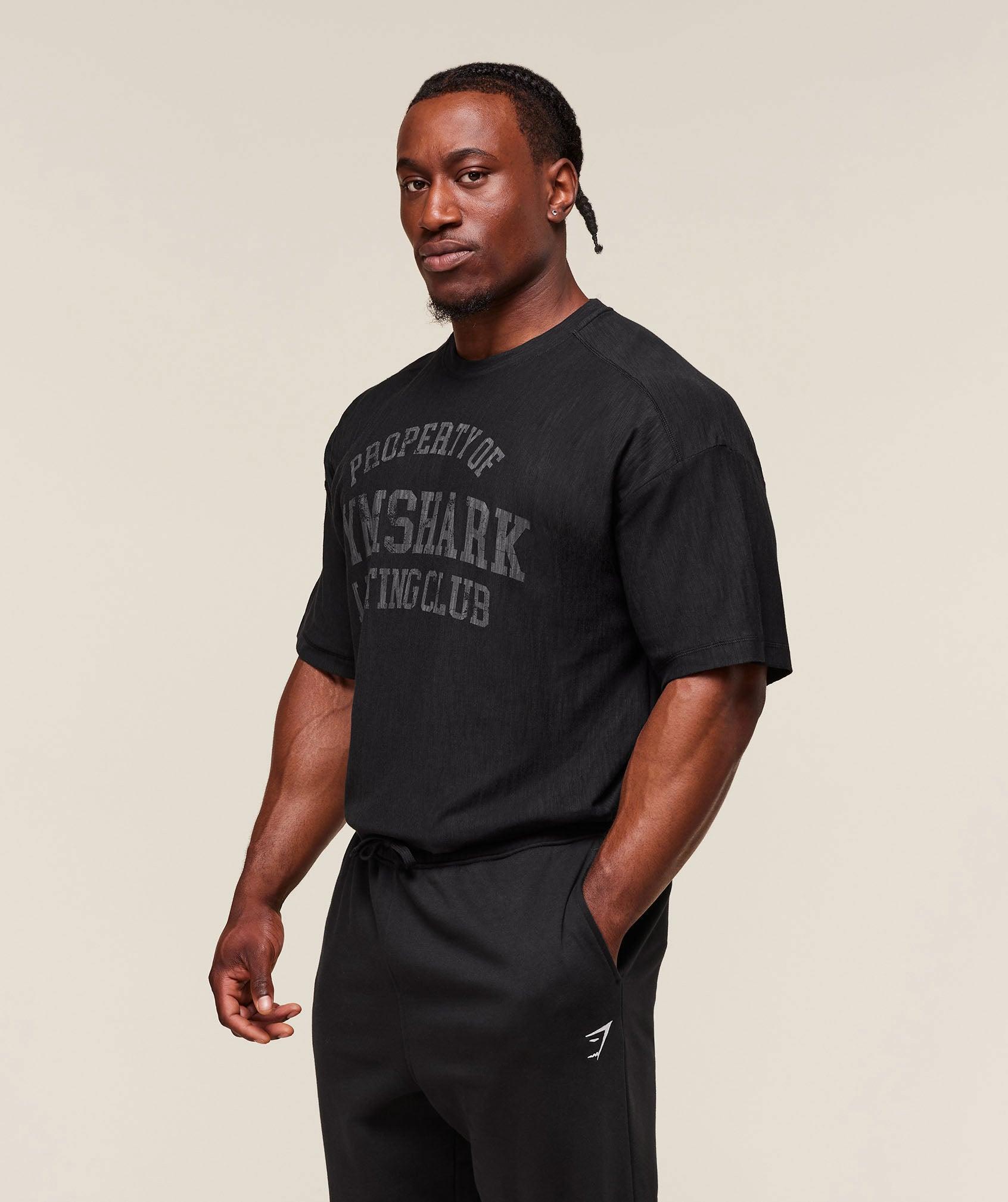 Gymshark Lightweight Slub Textured T-Shirt - Black Male Product Image