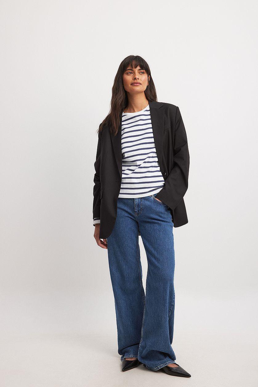 Striped Oversized Long Sleeved Top Product Image