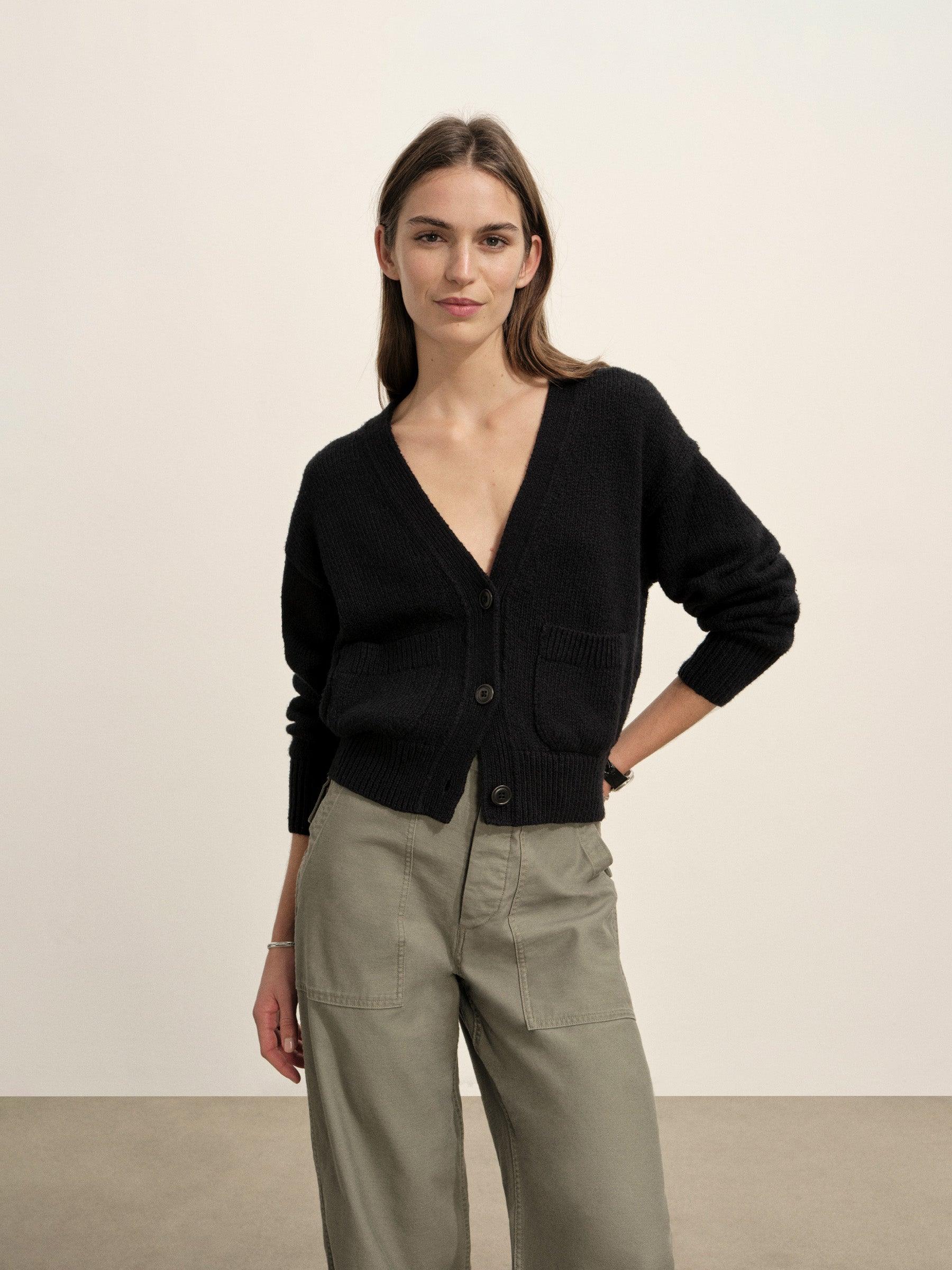 Deep Night Soft Spun Cotton Boxy Cardigan Product Image