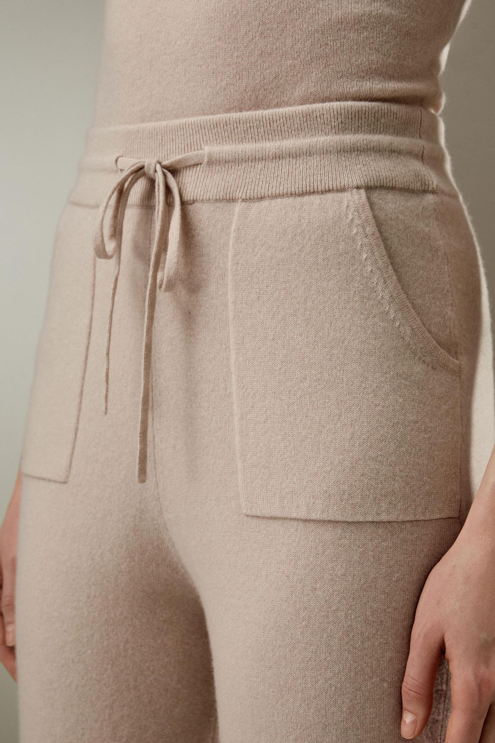 Pegged Cashmere Pants with Drawstrings Product Image
