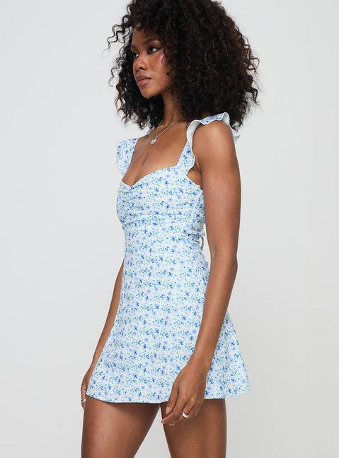 Landon Mini Dress Blue Floral Product Image