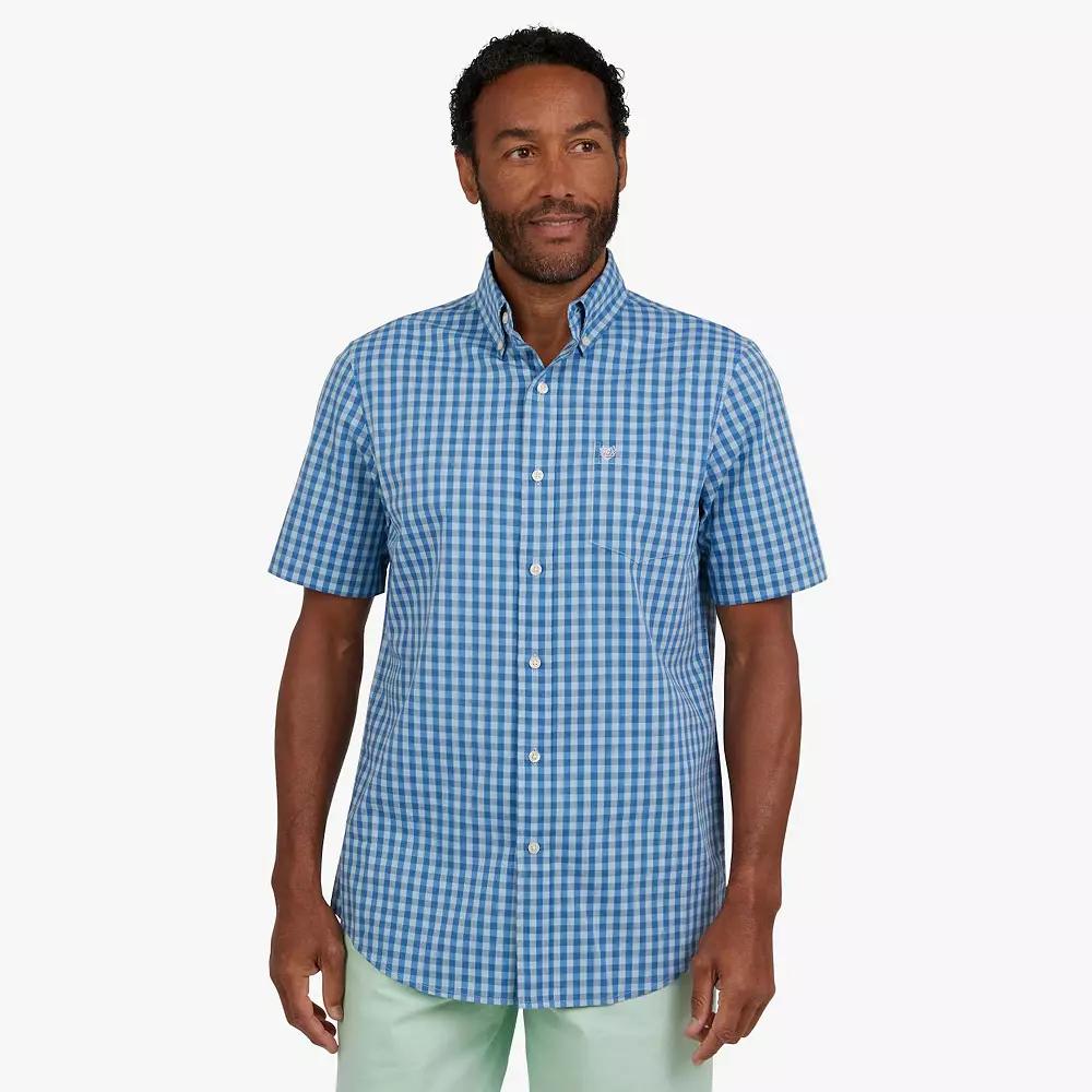 Men's Chaps Short Sleeve Button-Down Shirt, Size: Small, Marina Blue Product Image