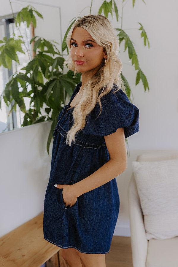 Bistro Cutie Denim Romper in Dark Wash Product Image