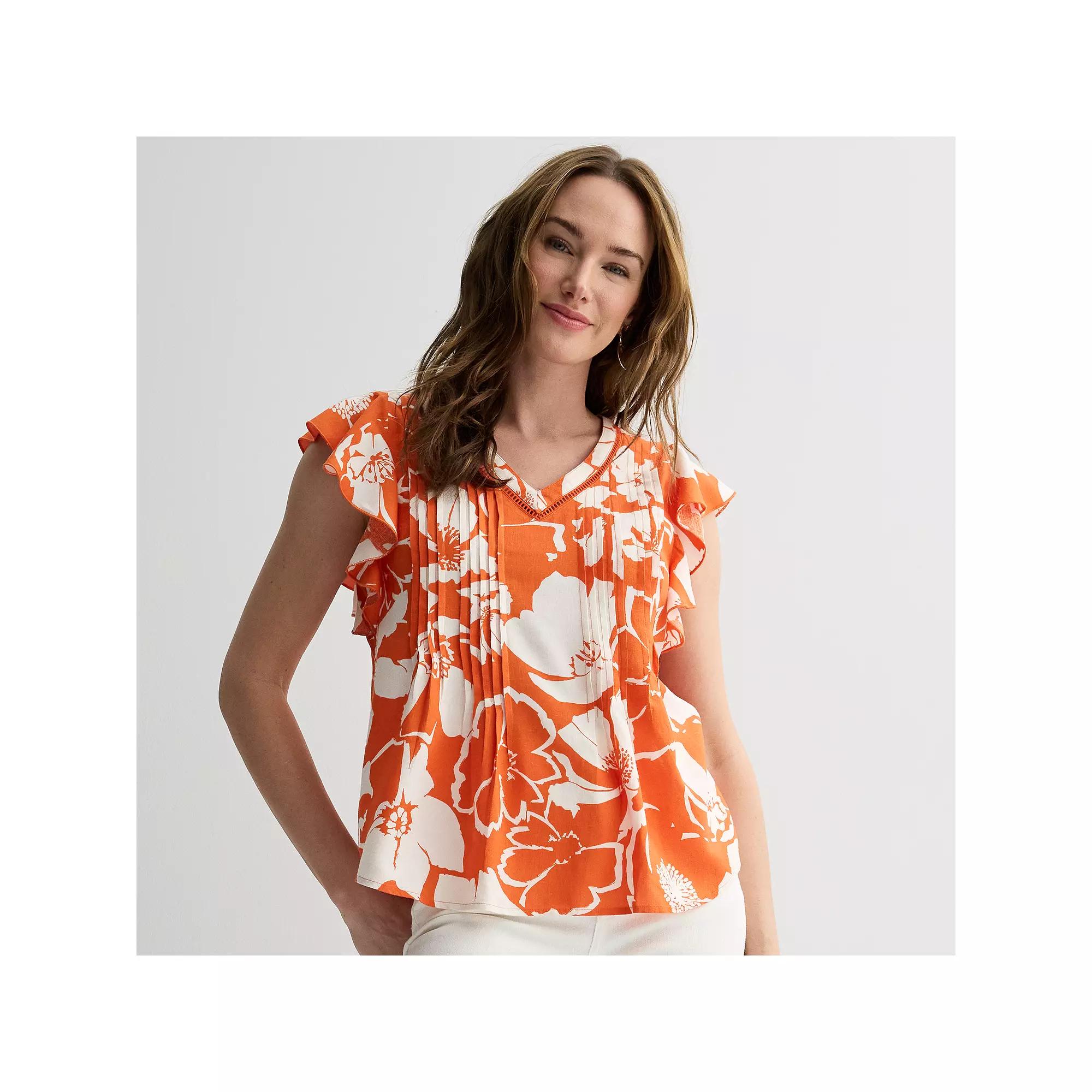 Petite Sonoma Goods For Life Flutter Sleeve Pintuck Top, Womens Product Image