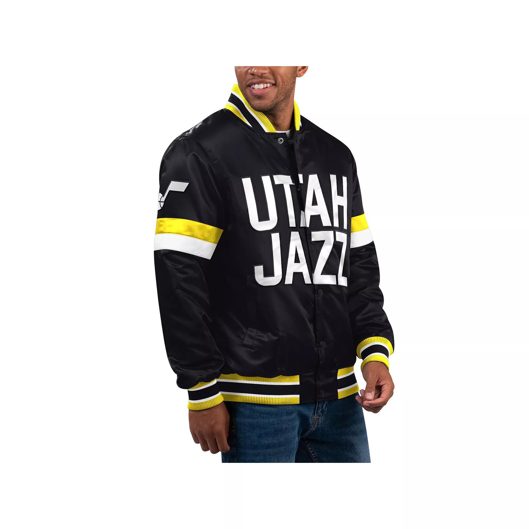 Men's Starter Black Utah Jazz Home Game Satin Full-Snap Varsity Jacket,  Product Image
