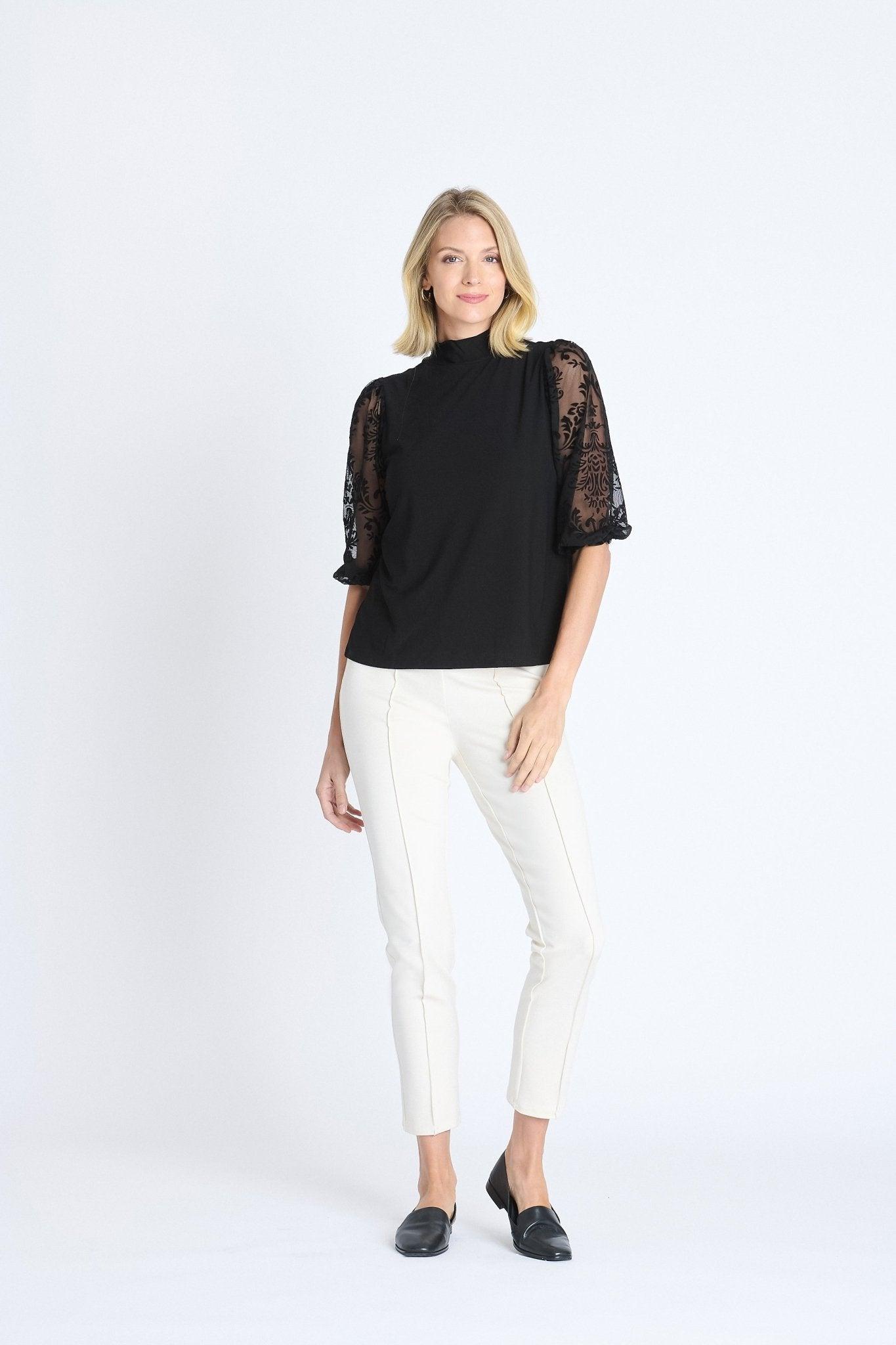 Mock Neck 3/4 Sleeve Lace Top Product Image