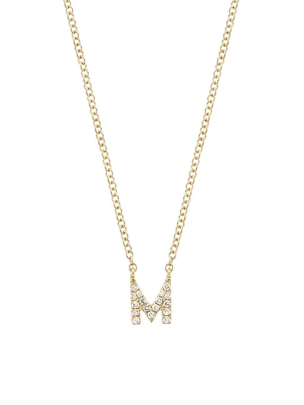 Womens 14K Yellow Gold & 0.03 TCW Diamond Initial Pendant Necklace Product Image