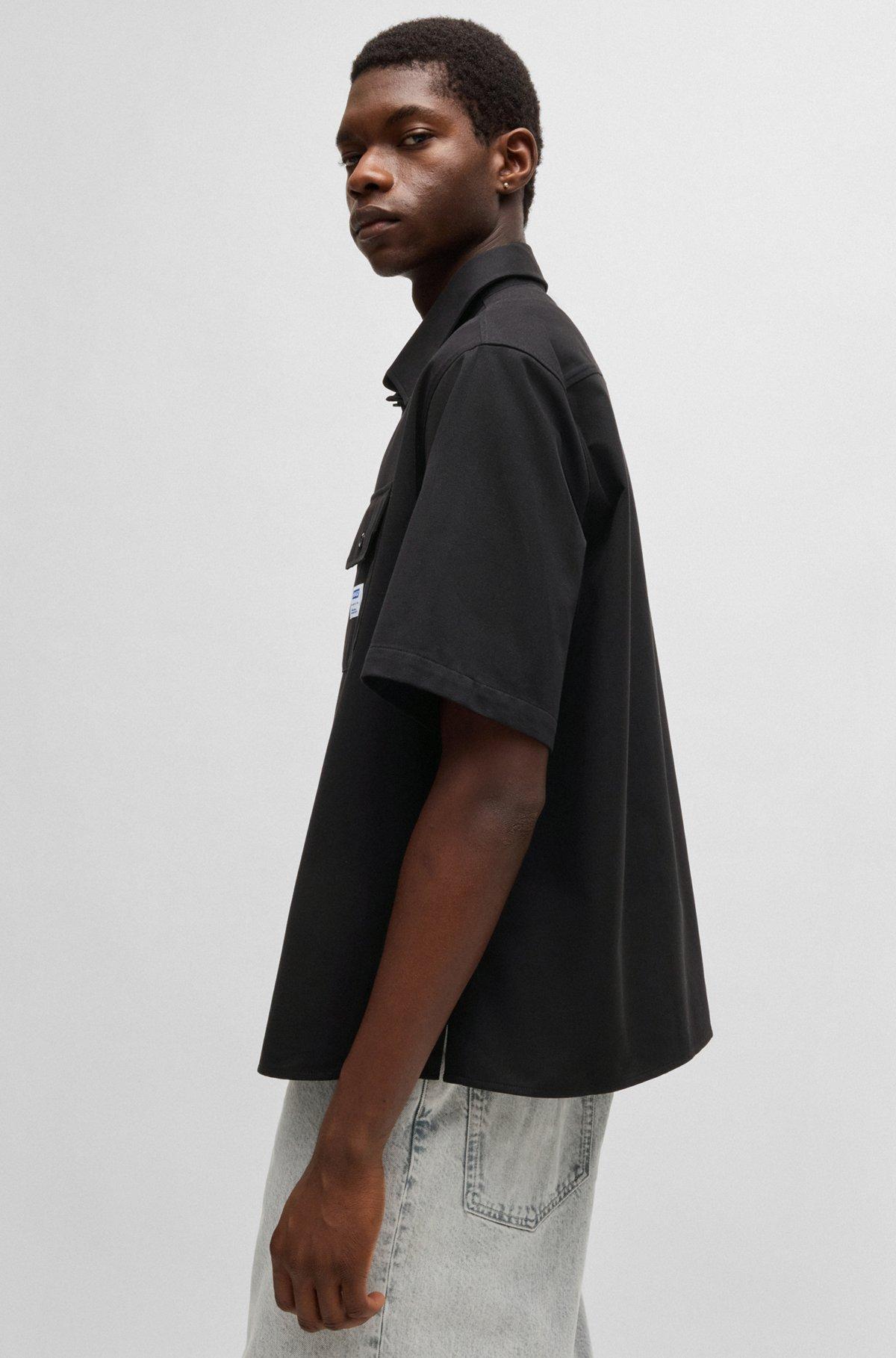 Oversized-fit shirt in cotton twill with zip closure Product Image