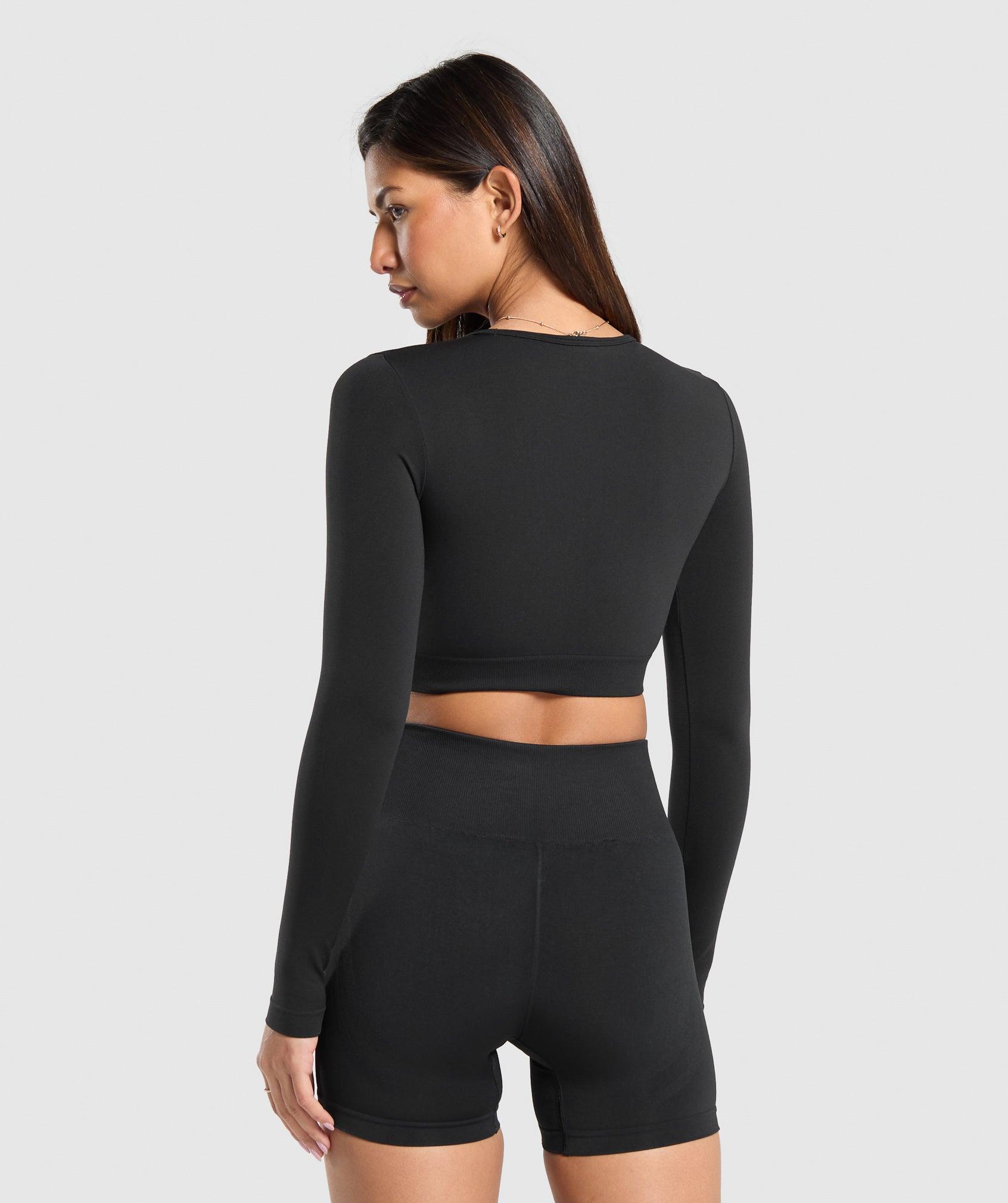 Gymshark Everyday Seamless Long Sleeve Crop Top - Black Female Product Image