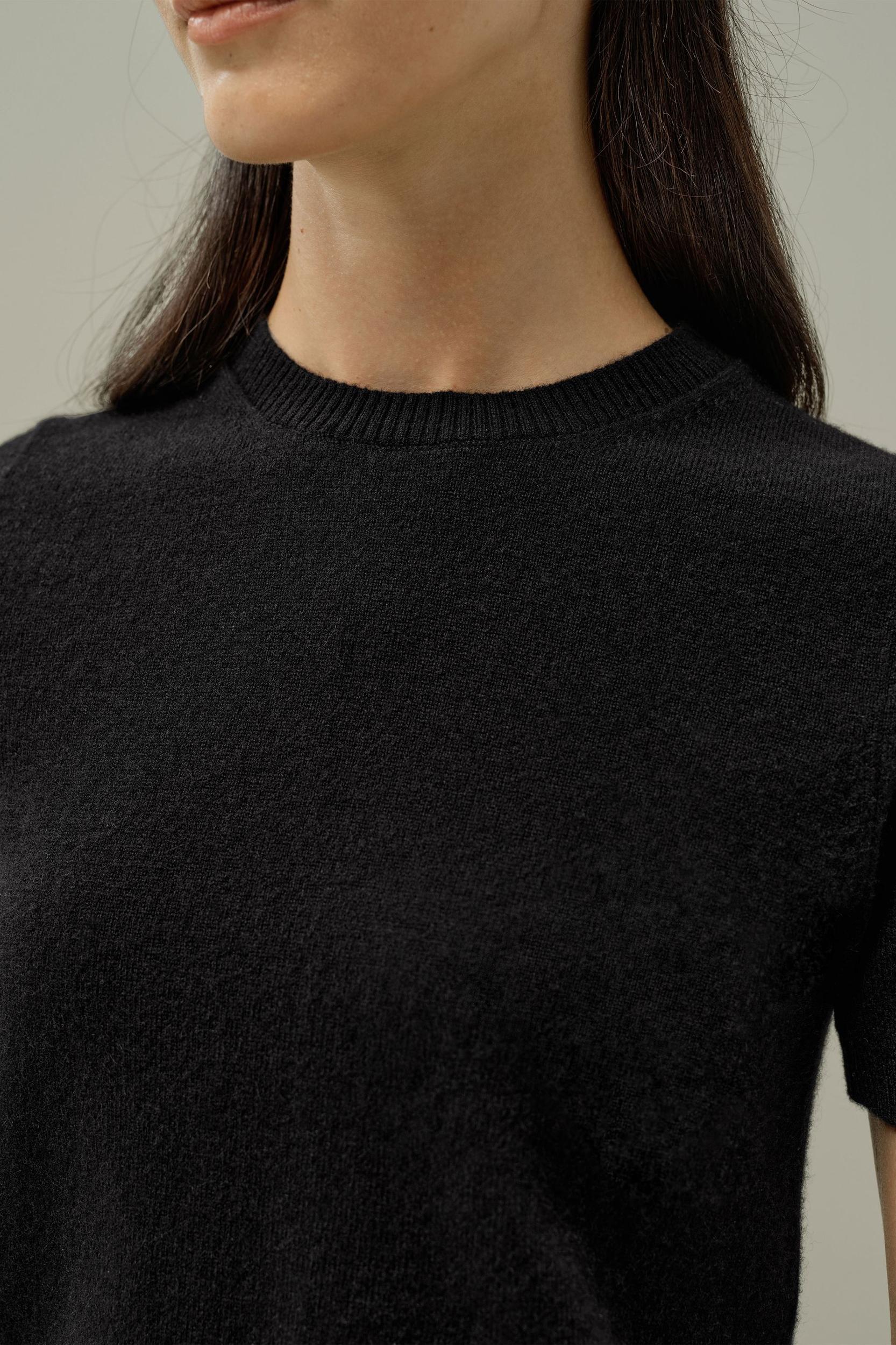 LILYSILK Women's Cashmere Fitted Short Sleeve Top, 100% Pure Cashmere, Soft & Breathable, Medium Gray, XL Product Image