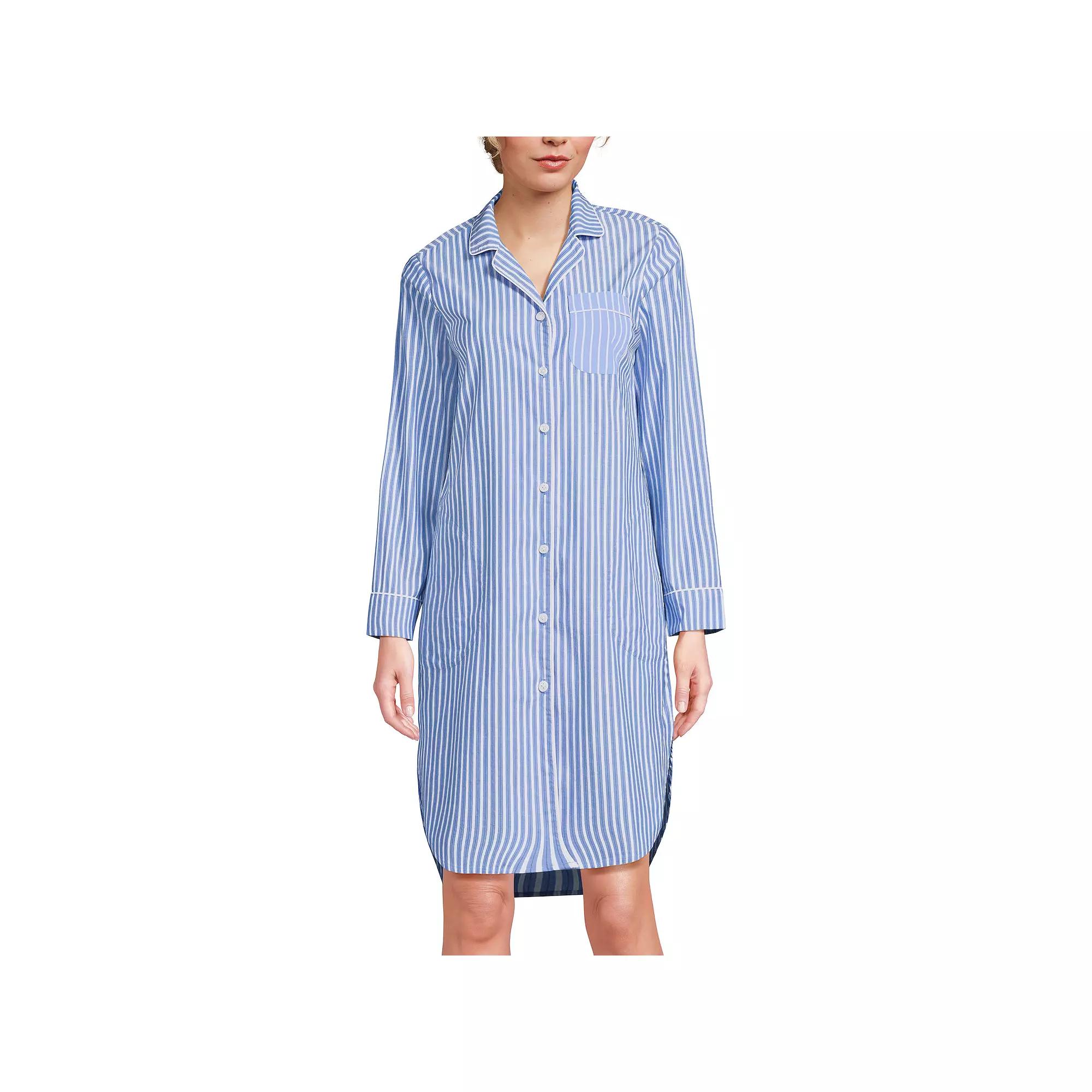 Petite Lands' End Long Sleeve Pajama Nightgown, Women's,  Product Image