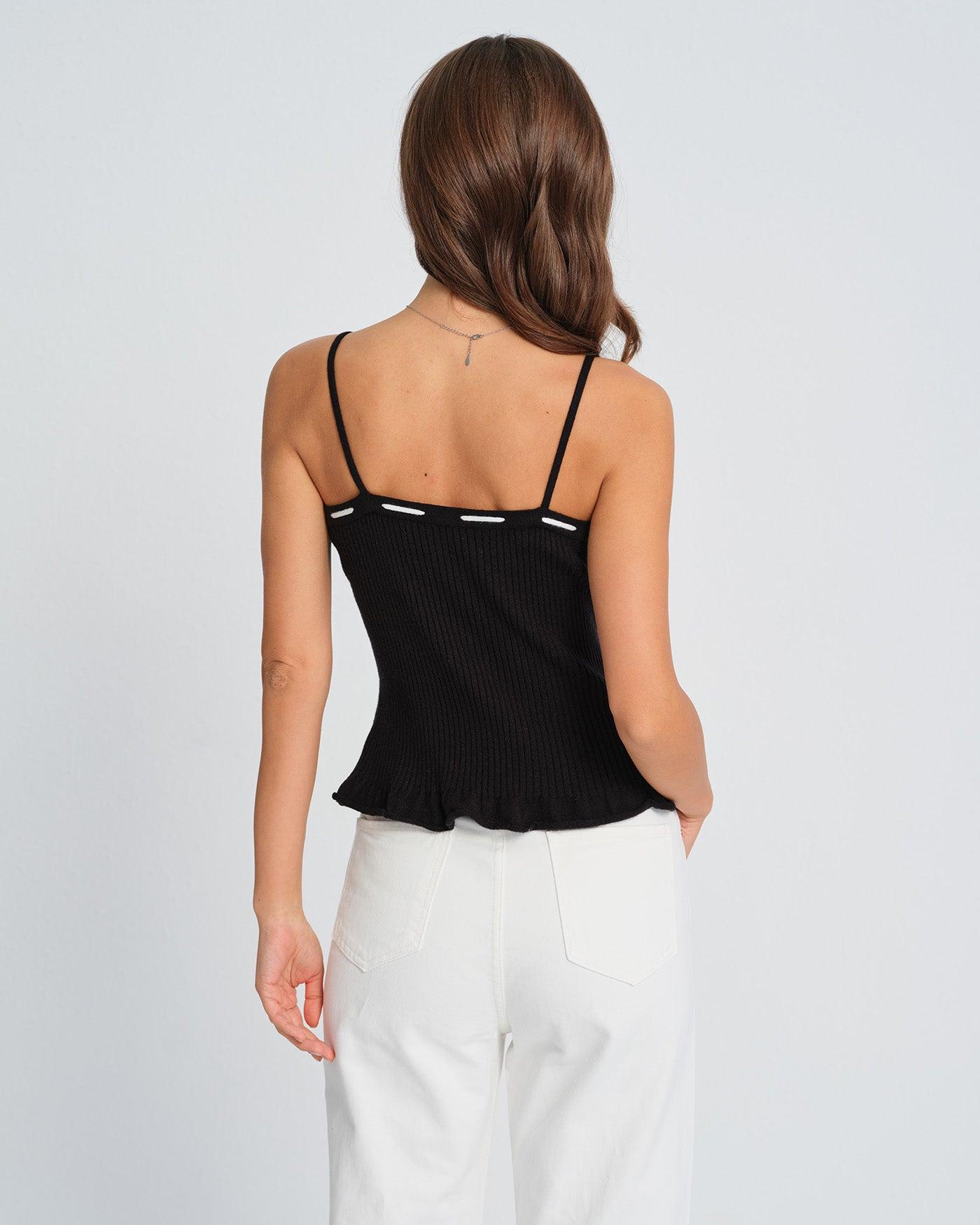 Black Contrasting Strapless Cami Top Product Image