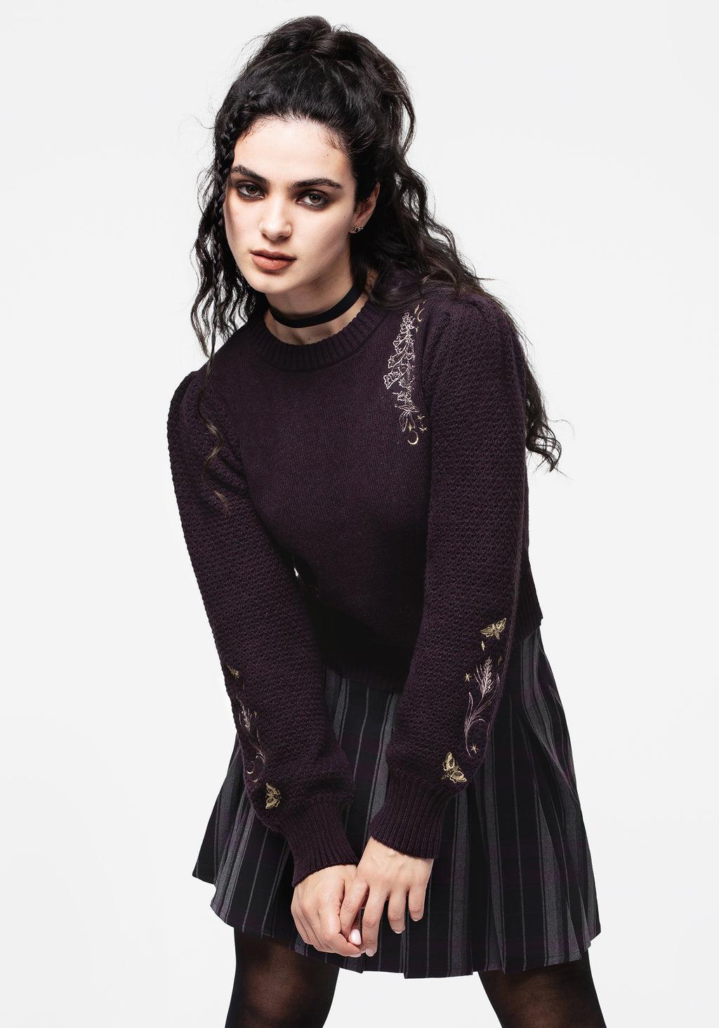 Foxglove Embroidered Knit Sweater Product Image