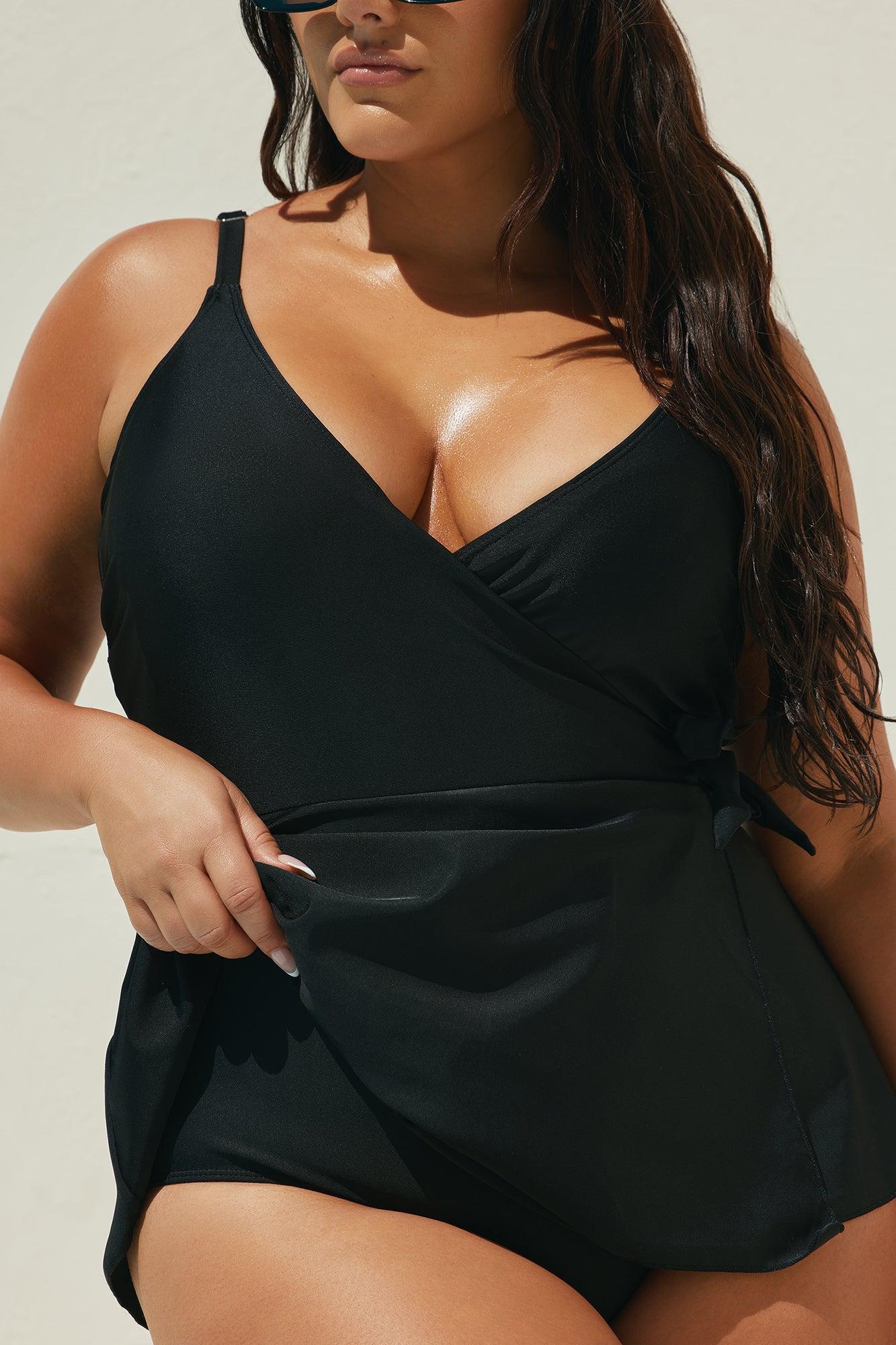 Sun And Sea Swim Dress 1 Piece Swimsuit - Black Product Image