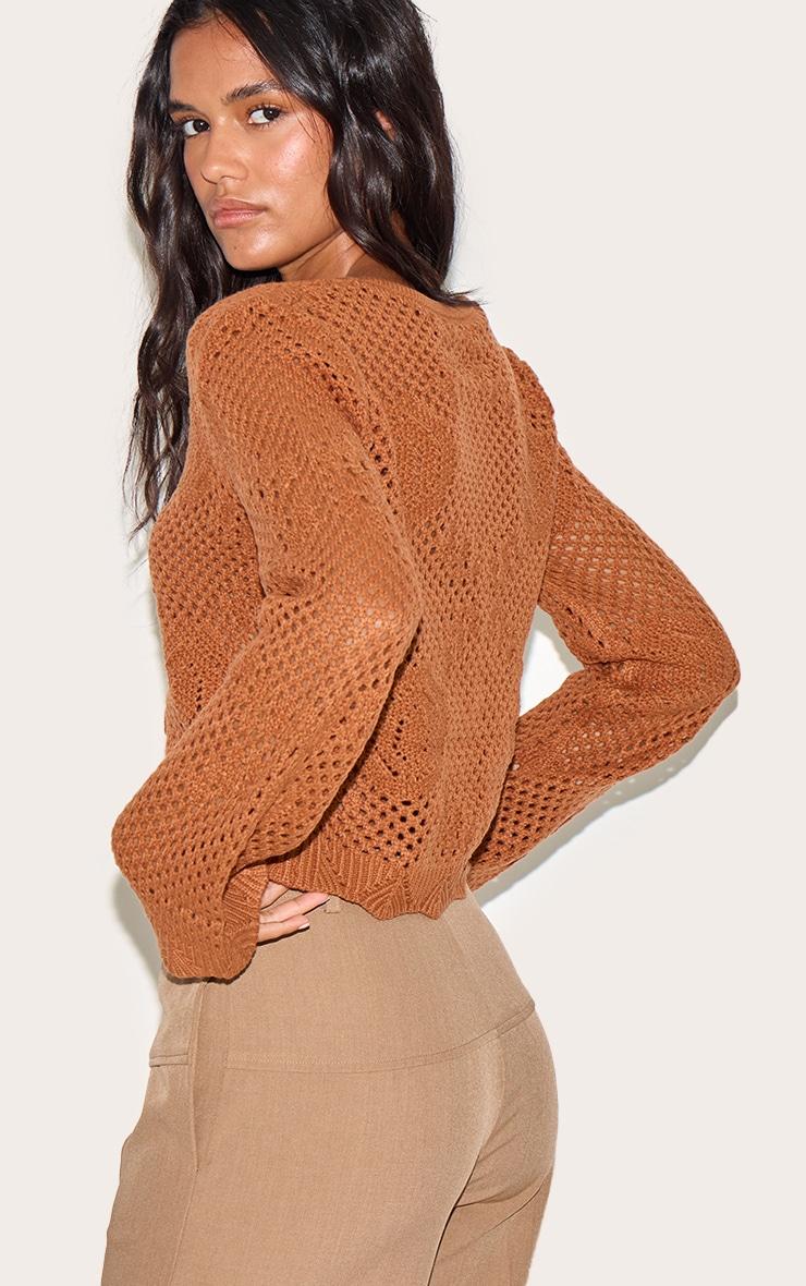 Rust Crochet Tie Front Cardigan Product Image