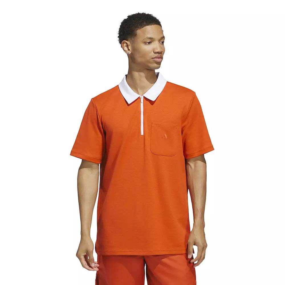 Men's adidas Essentials Quarter Zip Sportswear Polo Shirt, Size: Small, Preloved Red Product Image