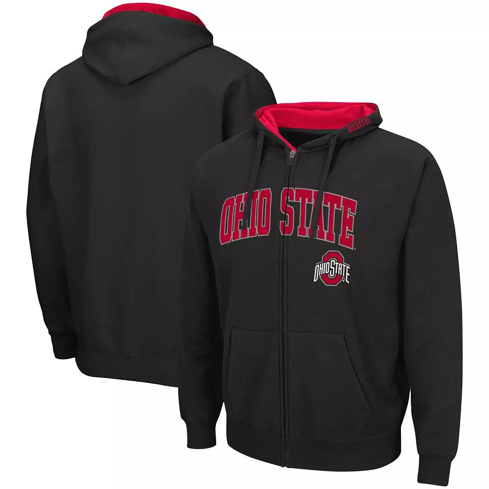 Men's Colosseum Black Ohio State Buckeyes Arch & Logo 3.0 Full-Zip Hoodie,  Product Image