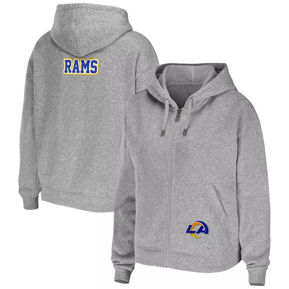Women's WEAR by Erin Andrews Heathered Gray Los Angeles Rams Team Full-Zip Hoodie,  Product Image