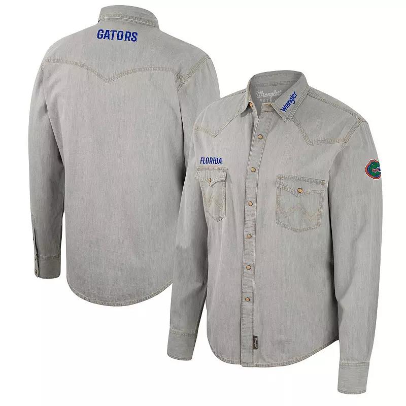 Men's Colosseum x Wrangler Gray Florida Gators Cowboy Cut Western Full-Snap Long Sleeve Shirt, Size: XL, Grey Product Image