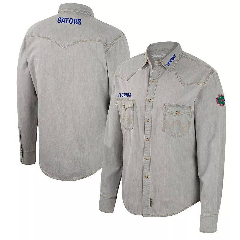 Men's Colosseum x Wrangler Gray Florida Gators Cowboy Cut Western Full-Snap Long Sleeve Shirt, Size: XL, Grey Product Image