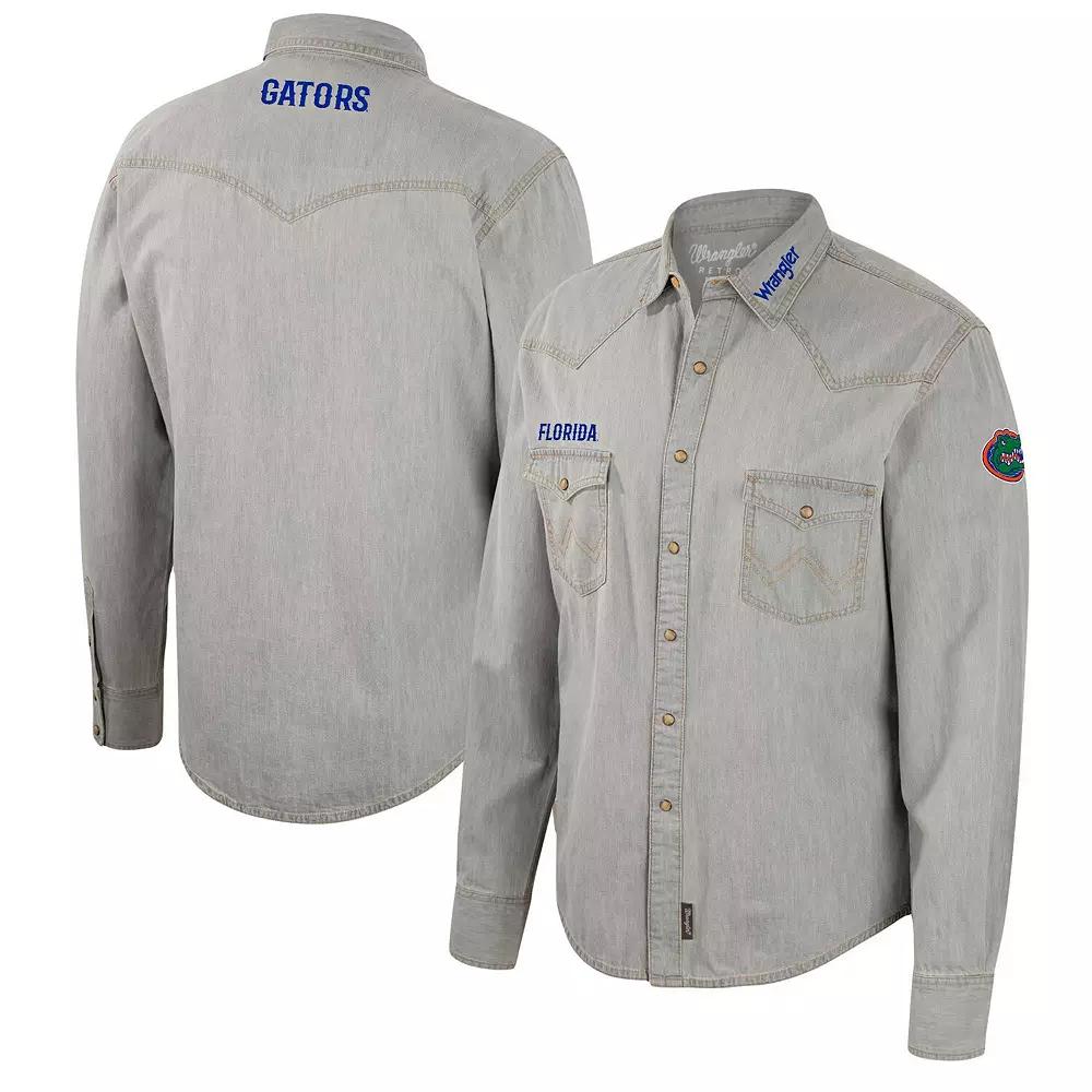 Men's Colosseum x Wrangler Gray Florida Gators Cowboy Cut Western Full-Snap Long Sleeve Shirt, Size: XL, Grey Product Image