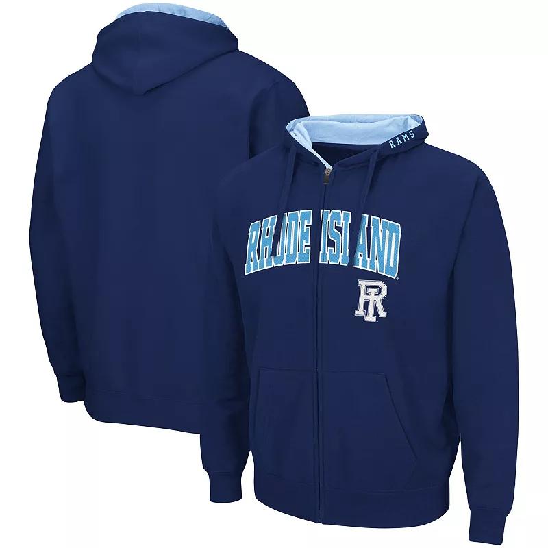 Men's Colosseum Navy Rhode Island Rams Arch & Logo 3.0 Full-Zip Hoodie, Size: 3XL, Uri Blue Product Image