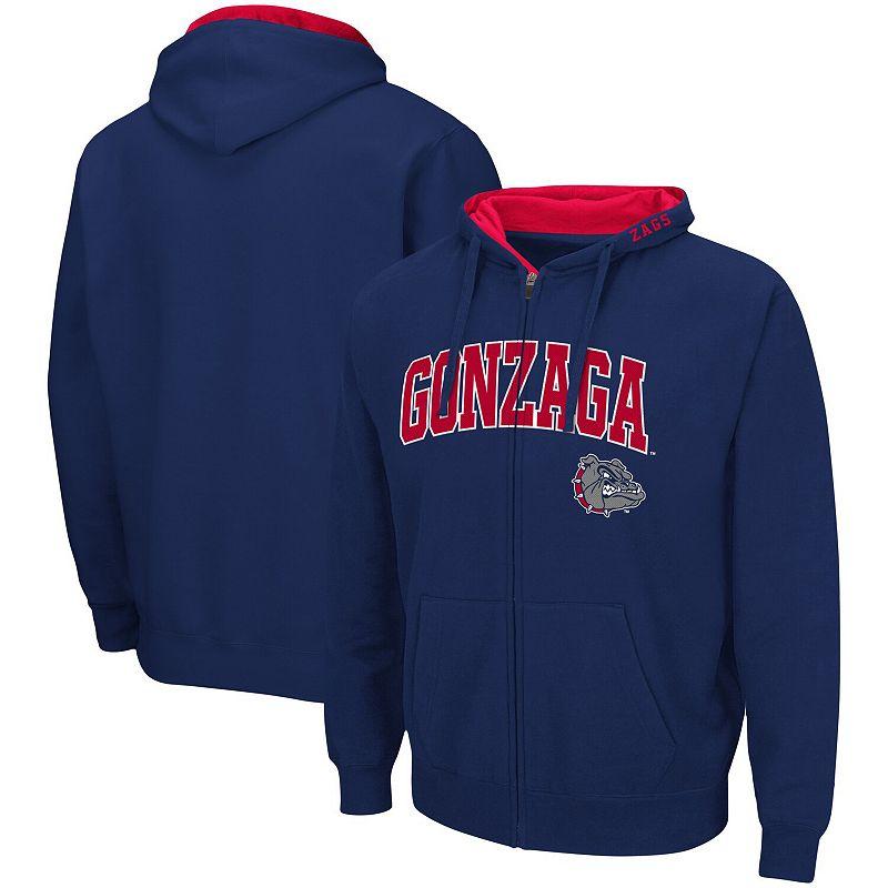 Men's Colosseum Navy Gonzaga Bulldogs Arch & Logo 3.0 Full-Zip Hoodie,  Product Image
