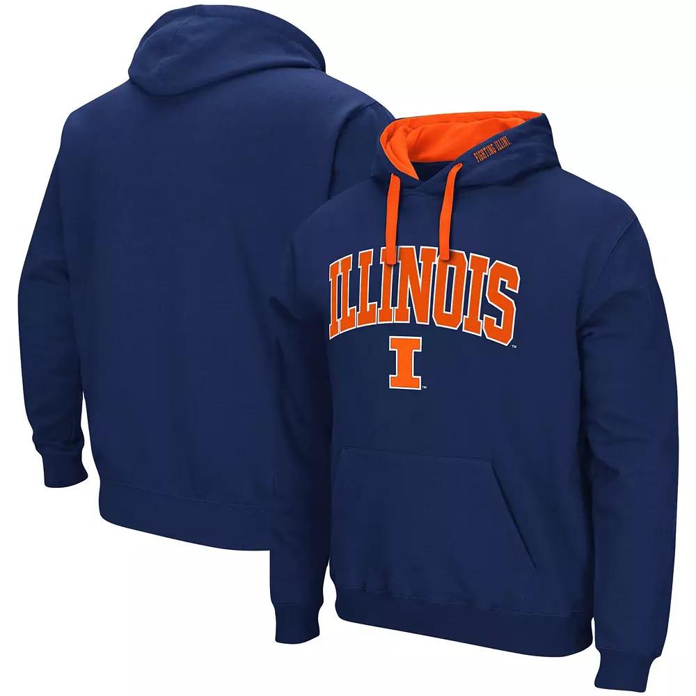 Men's Colosseum Navy Illinois Fighting Illini Big & Tall Arch & Logo 2.0 Pullover Hoodie,  Product Image