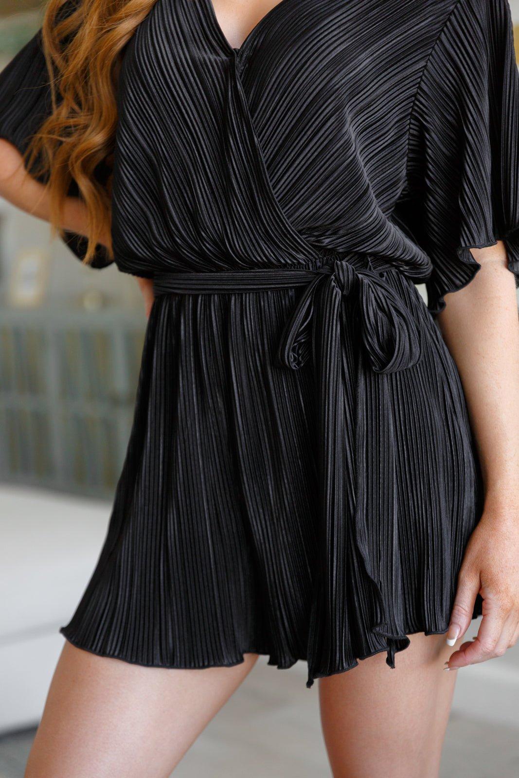 Lovely Life Plisse Romper in Black (Online Exclusive) Product Image