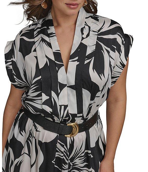 Donna Karan Plus Size Belted Midi Dress Product Image