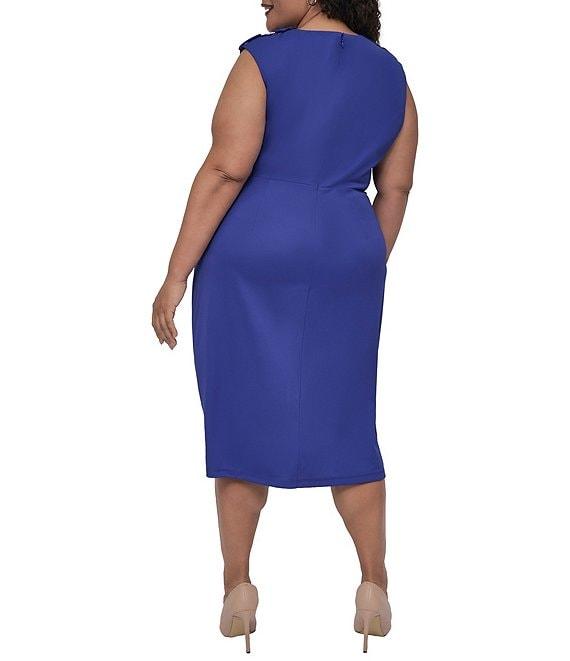 DKNY by Donna Karan Plus Size Cap Sleeve Side Ruched Sheath Dress Product Image
