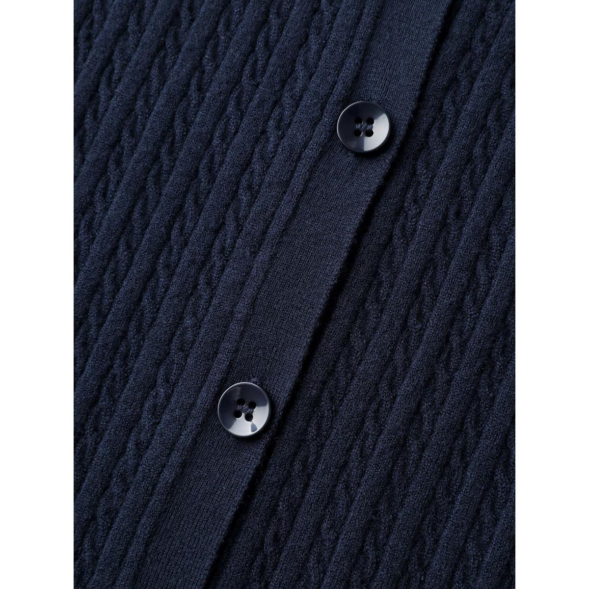 Plus Size Supersoft Cable Knit Button Solid Cardigan Midnight Women Leisure Loose Long Sleeve Casual Cardigans BloomChic 26/4X Product Image