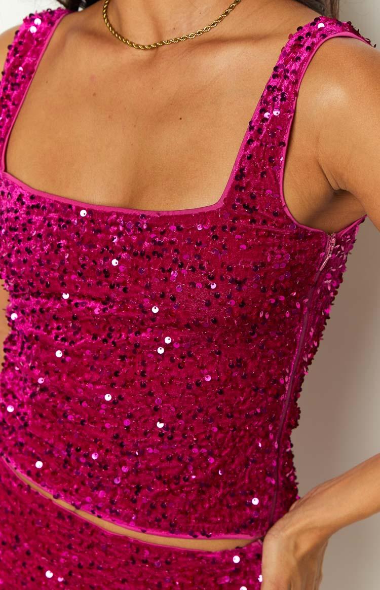Glitz Magenta Sparkle Crop Top Baby Product Image