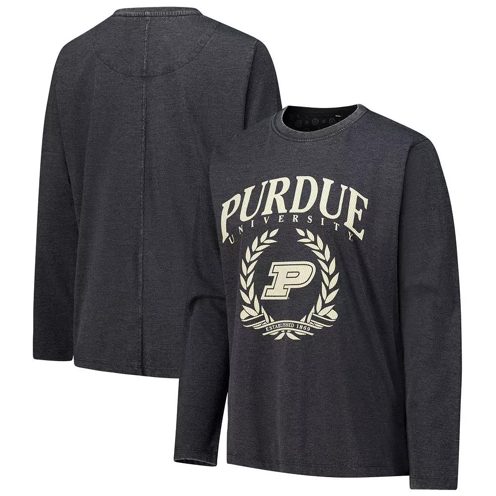 Women's Pressbox Black Purdue Boilermakers Chandler Olive Leaf Arch Long Sleeve T-Shirt,  Product Image