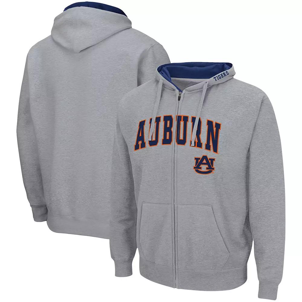 Men's Colosseum Heathered Gray Auburn Tigers Arch & Logo 3.0 Full-Zip Hoodie,  Product Image