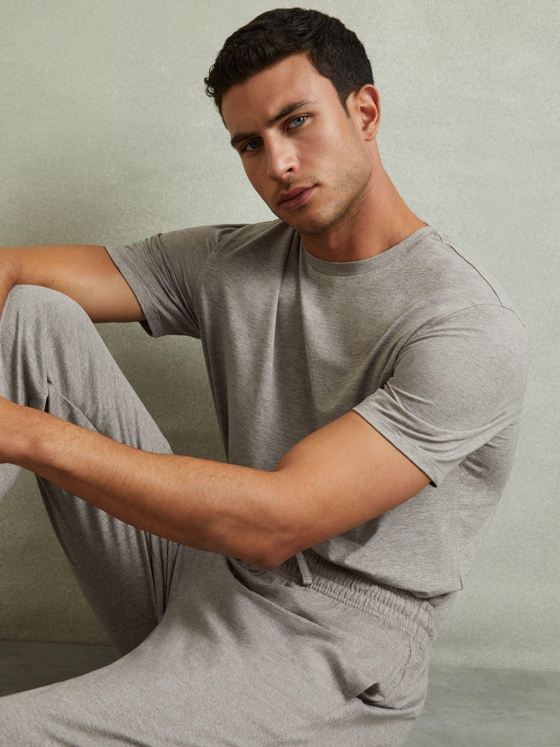 Tapered Stretch-Jersey Joggers in Grey Melange Product Image