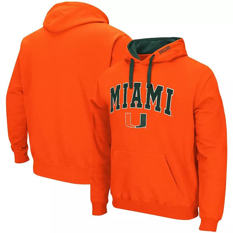Men's Colosseum Orange Miami Hurricanes Big & Tall Arch & Logo 2.0 Pullover Hoodie, Size: XLT Product Image